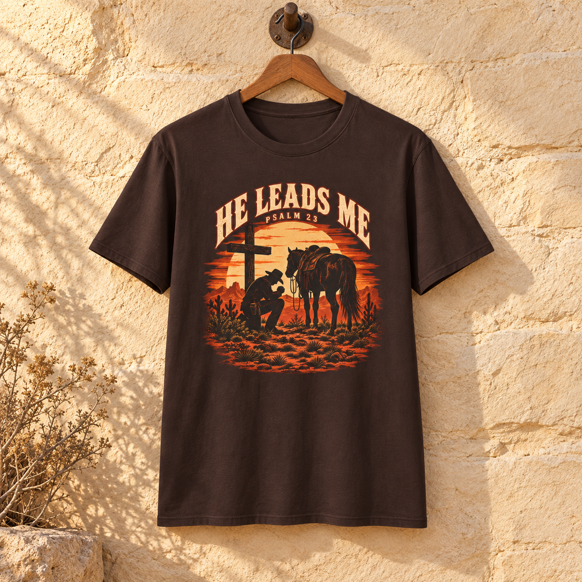 He Leads Me Shirt — shirt-only staged mockup